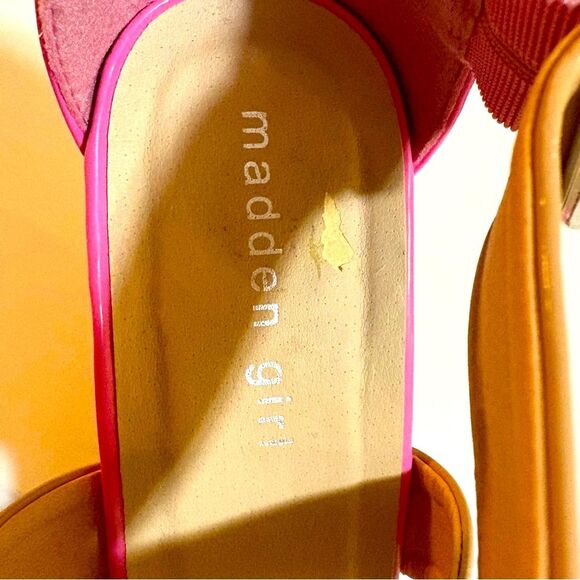 Madden Girl Cork Wedge Sandals Patton Leather Tan Strap Hot Pink Women’s 8. - Picture 6 of 7